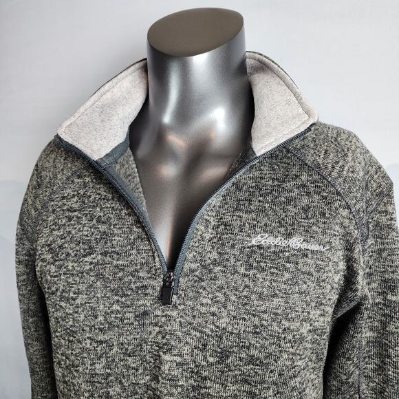 Eddie Bauer Fleece 1/4-Zip Heather Charcoal Pullover | Men's Medium - Picture 3 of 14